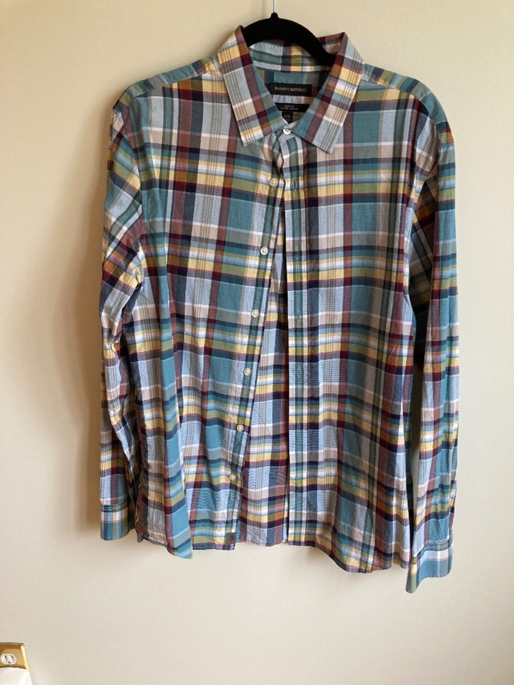 Banana Republic Slim Fit Plaid Shirt L Cotton